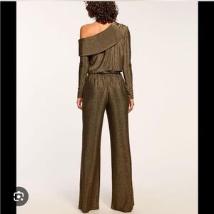RAMY BROOK Elegant Gold Off-Shoulder Jumpsuit